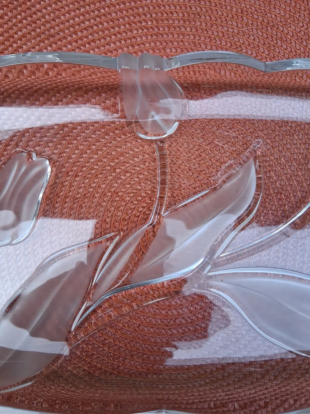 Mikasa Vintage Tivoli Serving Platter Etched In Clear Tulips         15 X 7